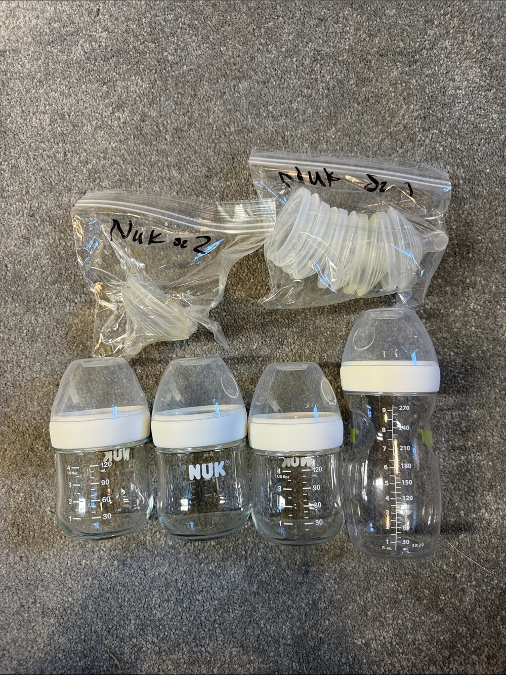 NUK Clear Baby Bottles with White Caps - 4-Pack